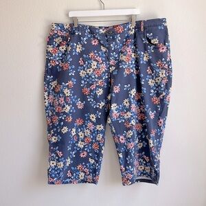 WOMAN WITHIN Plus Size Blue Floral Denim Pants